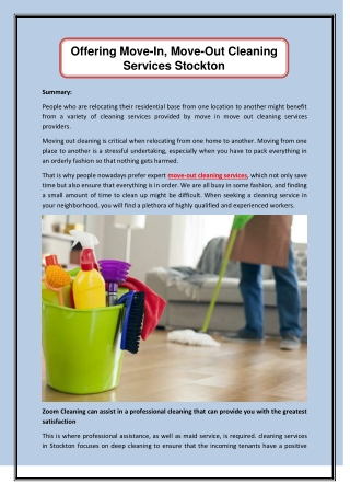 Offering Move-In, Move-Out Cleaning Services Stockton