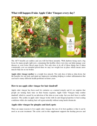 What will happen if take Apple Cider Vinegars every day