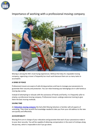 Importance of working with a professional moving company