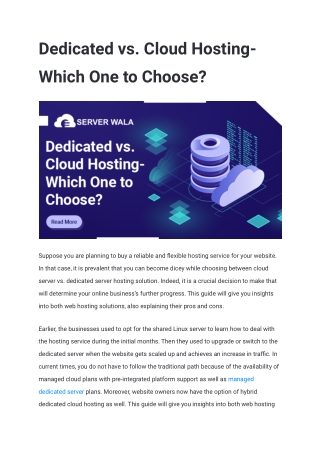 Dedicated vs. Cloud Hosting- Which One to Choose_