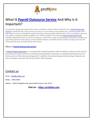 Profitjets payroll outsourcing services