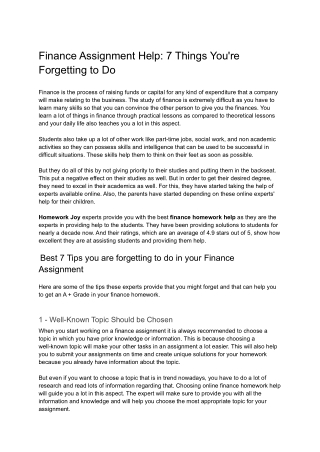 Finance Assignment Help 7 Things You're Forgetting to Do