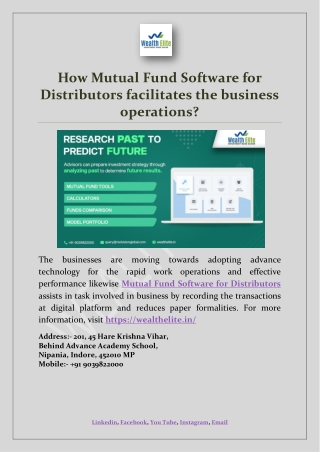 How Mutual Fund Software for Distributors facilitates the business operations