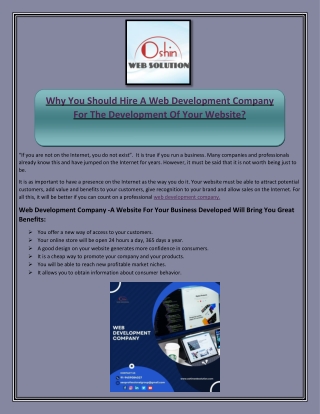 Why You Should Hire A Web Development Company For The Development Of Your Website