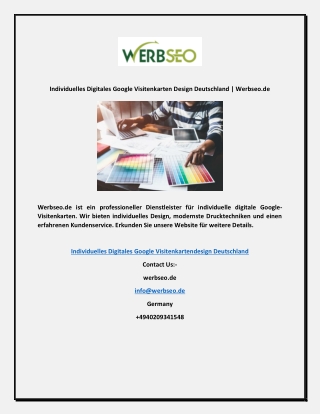 Individuelles Digitales Google Visitenkarten Design Deutschland | Werbseo.de