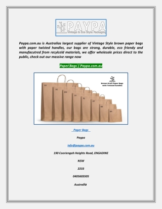 Paper Bags  Paypa.com.au