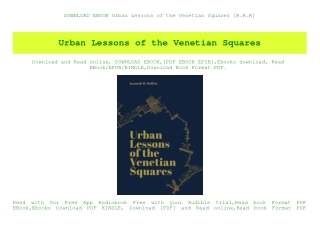 DOWNLOAD EBOOK Urban Lessons of the Venetian Squares [R.A.R]