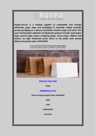 Wholesale Paper Bags  Paypa.com.au