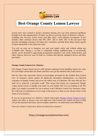 Best Orange County Lemon Lawyer