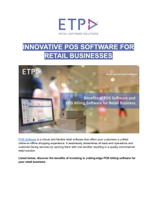 INNOVATIVE POS SOFTWARE FOR RETAIL BUSINESSES