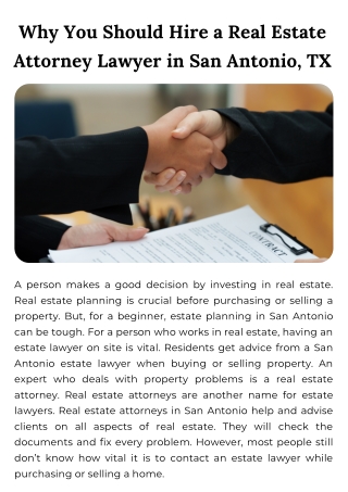 Why You Should Hire a Real Estate Attorney Lawyer in San Antonio, TX