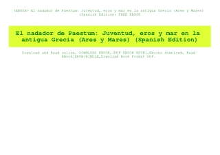 (EBOOK El nadador de Paestum Juventud  eros y mar en la antigua Grecia (Ares y Mares) (Spanish Edition) FREE EBOOK