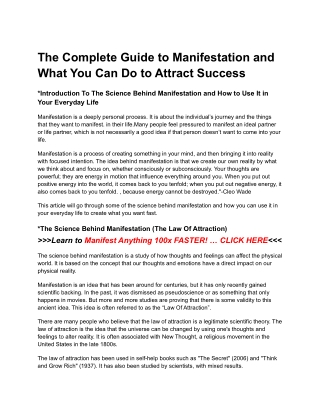 The Complete Guide to Manifestation
