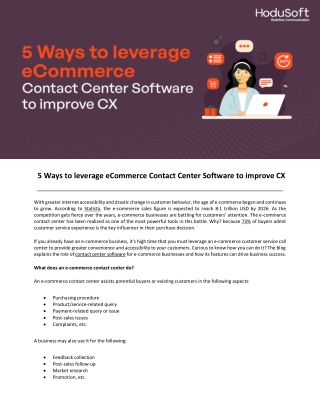 5 Ways to leverage eCommerce Contact Center Software to improve CX