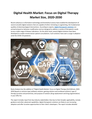 Digital Health Market | Industry Analysis | Market Size | 2030