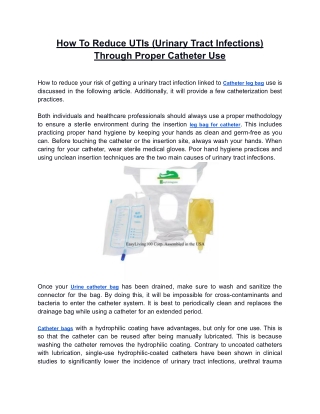 How To Reduce UTIs (Urinary Tract Infections) Through Proper Catheter Use