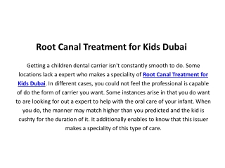 Root Canal Treatment for Kids Dubai