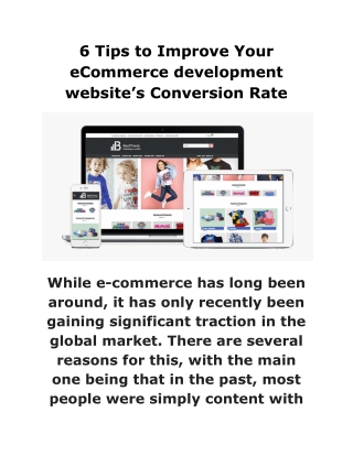 6 Tips to Improve Your eCommerce development website’s Conversion Rate