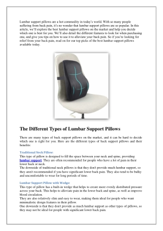 Best Lumbar Support Pillows to Help Back Pain in 2022