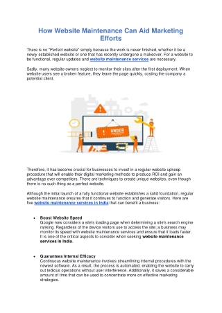How Website Maintenance Can Aid Marketing Efforts