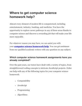 Where to get computer science homework help?