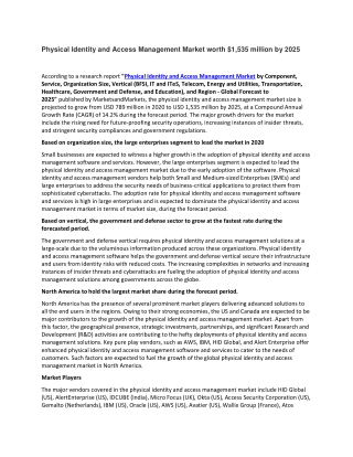 Physical Identity and Access Management Market worth $1,535 million by 2025