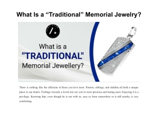 What Is a “Traditional” Memorial Jewelry?