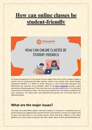 How can online classes be student-friendly