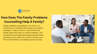 How Does The Family Problems Counselling Help A Family