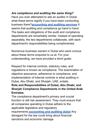 Are compliance and auditing the same thing