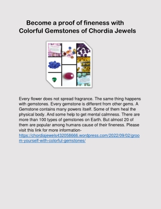 Become a proof of fineness with Colorful Gemstones of Chordia Jewels