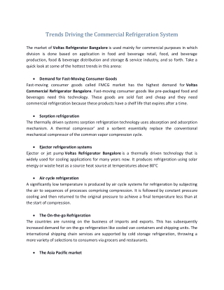 Trends Driving the Commercial Refrigeration System