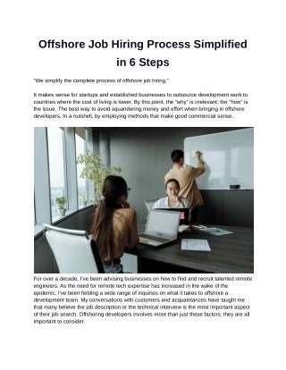 Offshore Job Hiring Process Simplified in 6 Steps