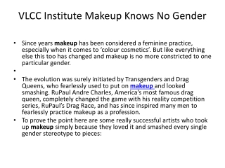 VLCC Institute Makeup Knows No Gender