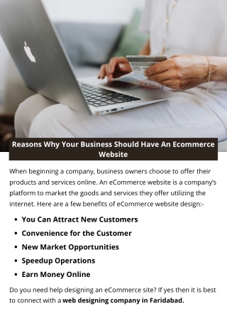 Reasons Why Your Business Should Have An Ecommerce Website