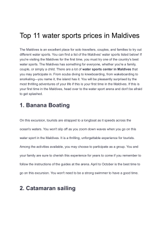 Top 11 water sports prices in Maldives-AUGUST