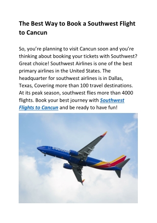 The Best Way to Book a Southwest Flight to Cancun