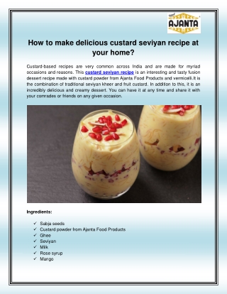 Custard Seviyan recipe