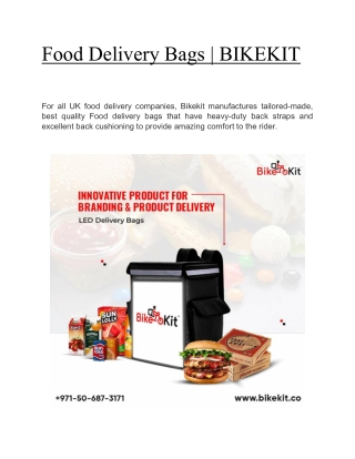 Food Delivery Bags  | BIKEKIT