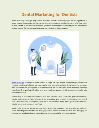 Dental Marketing for Dentists