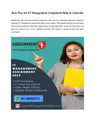Best Way for IT Management Assignment Help in Australia
