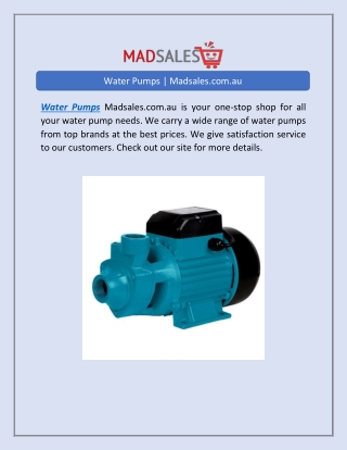 Water Pumps | Madsales.com.au