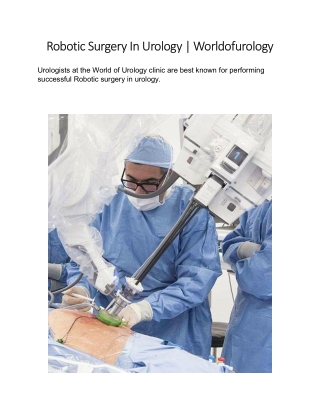 Robotic Surgery In Urology | Worldofurology