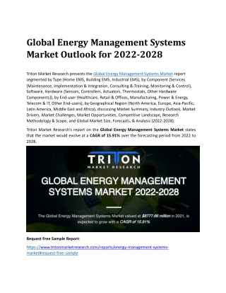 Global Energy Management Systems Market Outlook for 2022-2028