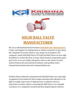 SOLID kpi  BALL VALVE
