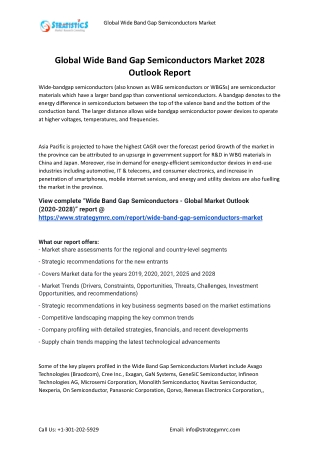 Global Wide Band Gap Semiconductors market report, and forecast to 2028