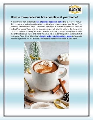 Hot chocolate recipe at home