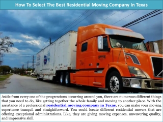 How To Select The Best Residential Moving Company In Texas