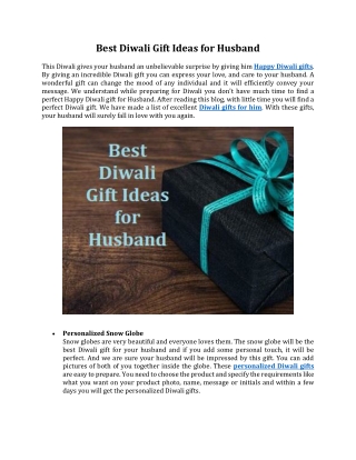 Best Diwali Gift Ideas for Husband - Indiagift