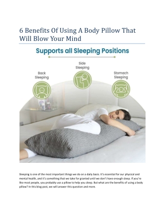6 Benefits Of Using A Body Pillow That Will Blow Your Mind( 18-10-2022) 43893983, ALKSLKKL, YOTPORPOEP,  UYPTPRROR
